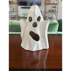White Ceramic Ghost Suitable for Candles and Fairy Lights Halloween Decor